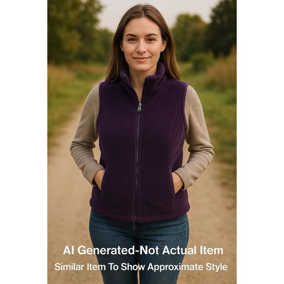 Cabelas Womens Fleece Vest Small Purple Outdoor Hiking Cabin Camp Zip Up Warm - Picture 2 of 10